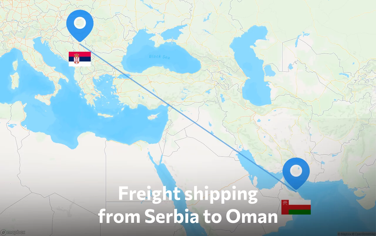 Shipping route from Serbia to Oman