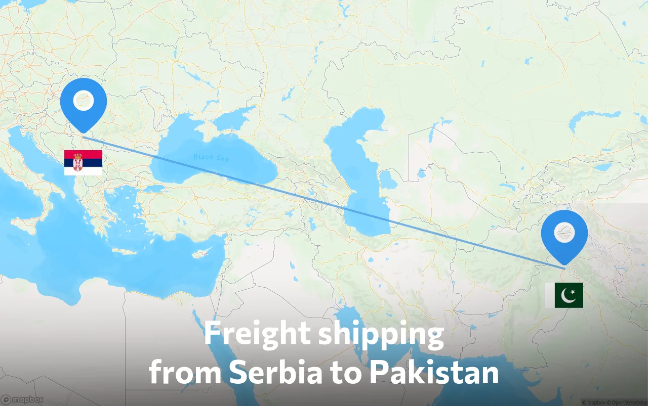 Shipping route from Serbia to Pakistan