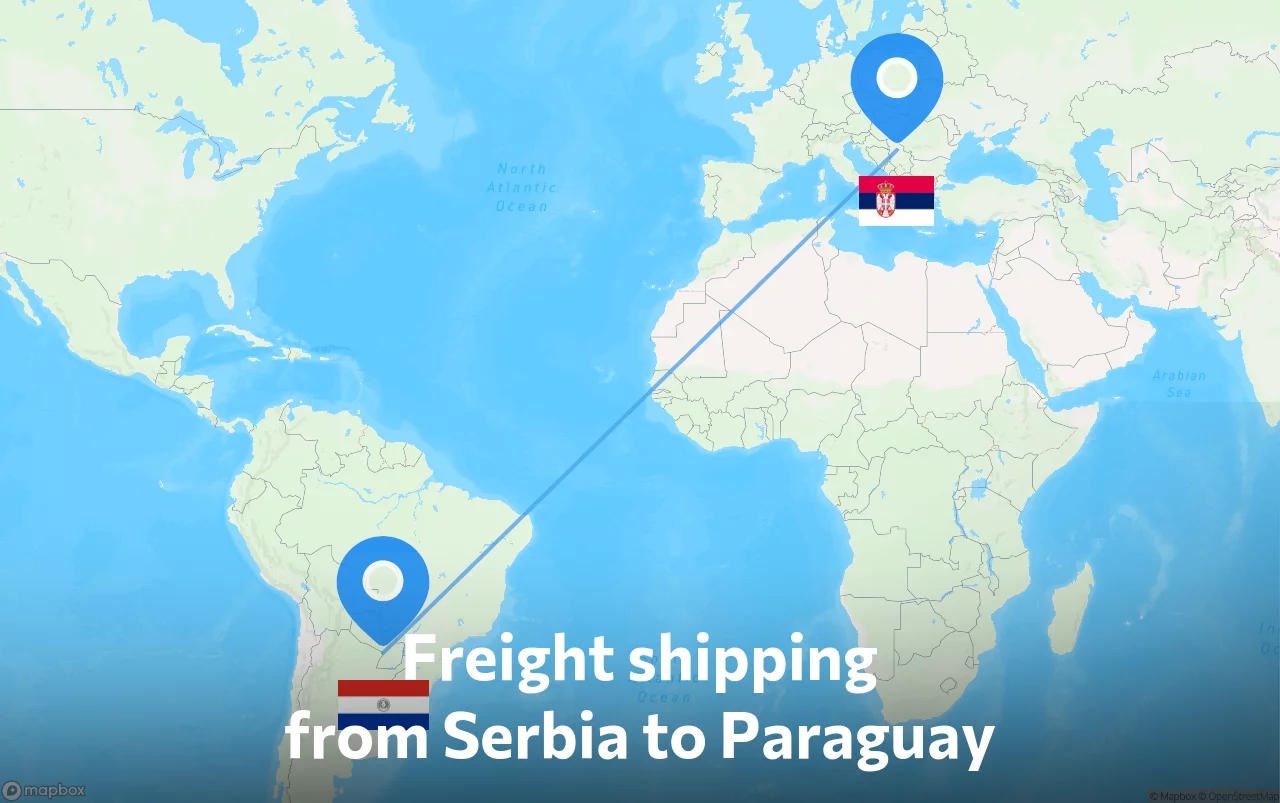 Shipping route from Serbia to Paraguay