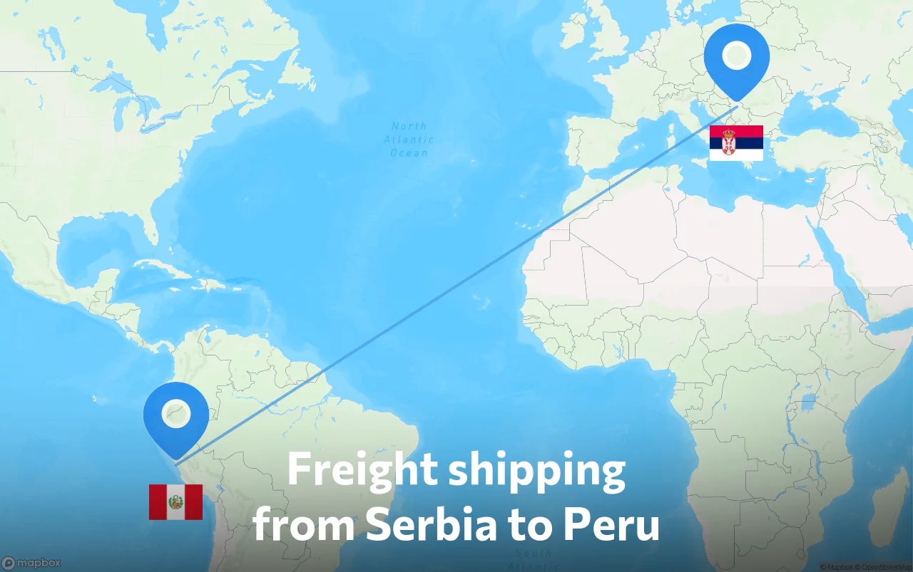 Shipping route from Serbia to Peru