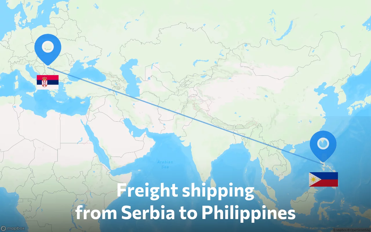 Shipping route from Serbia to Philippines