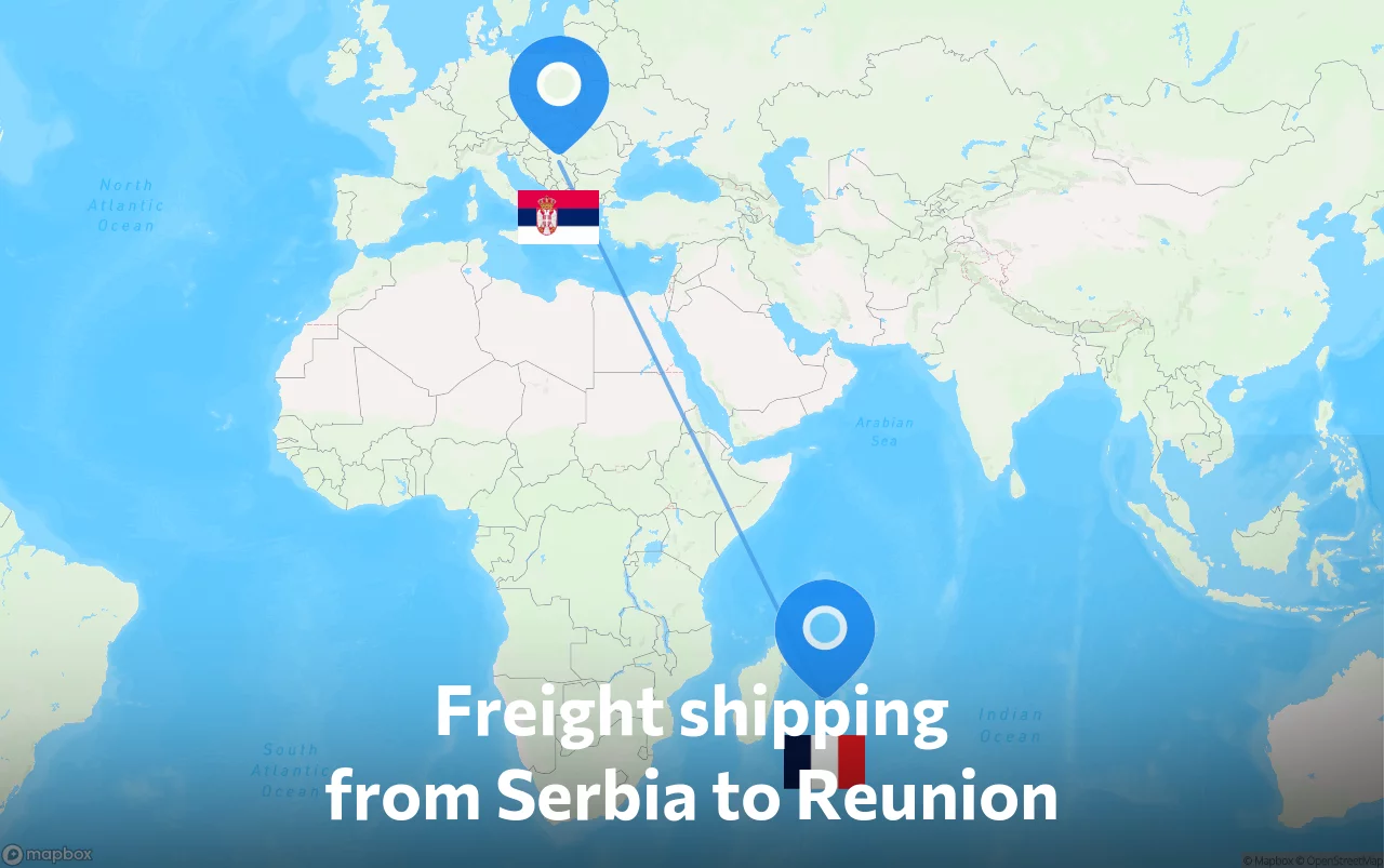 Shipping route from Serbia to Reunion