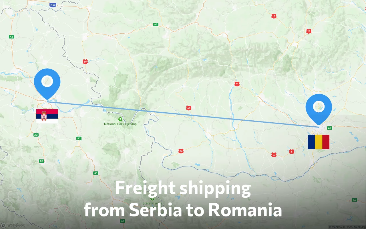 Shipping route from Serbia to Romania
