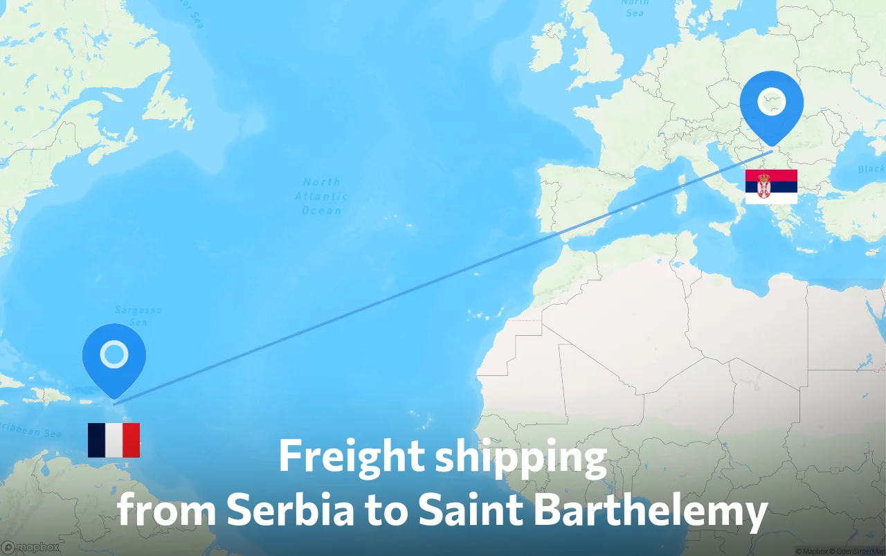 Shipping route from Serbia to Saint Barthelemy