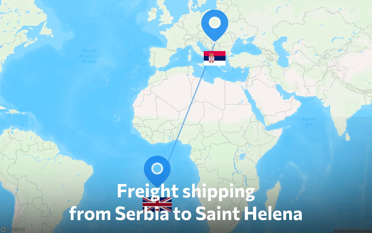 Shipping route from Serbia to Saint Helena