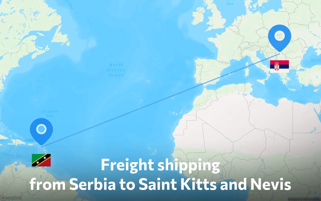 Shipping route from Serbia to Saint Kitts and Nevis