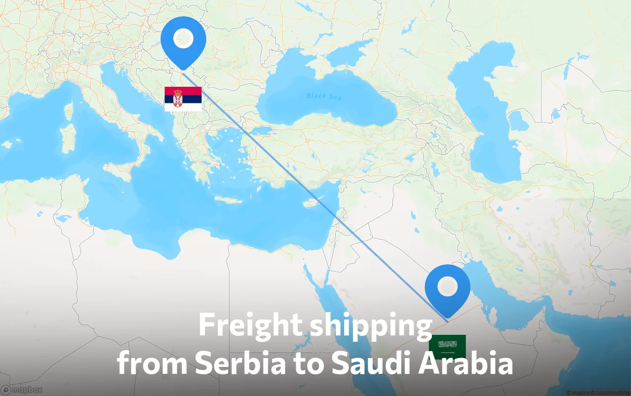 Shipping route from Serbia to Saudi Arabia