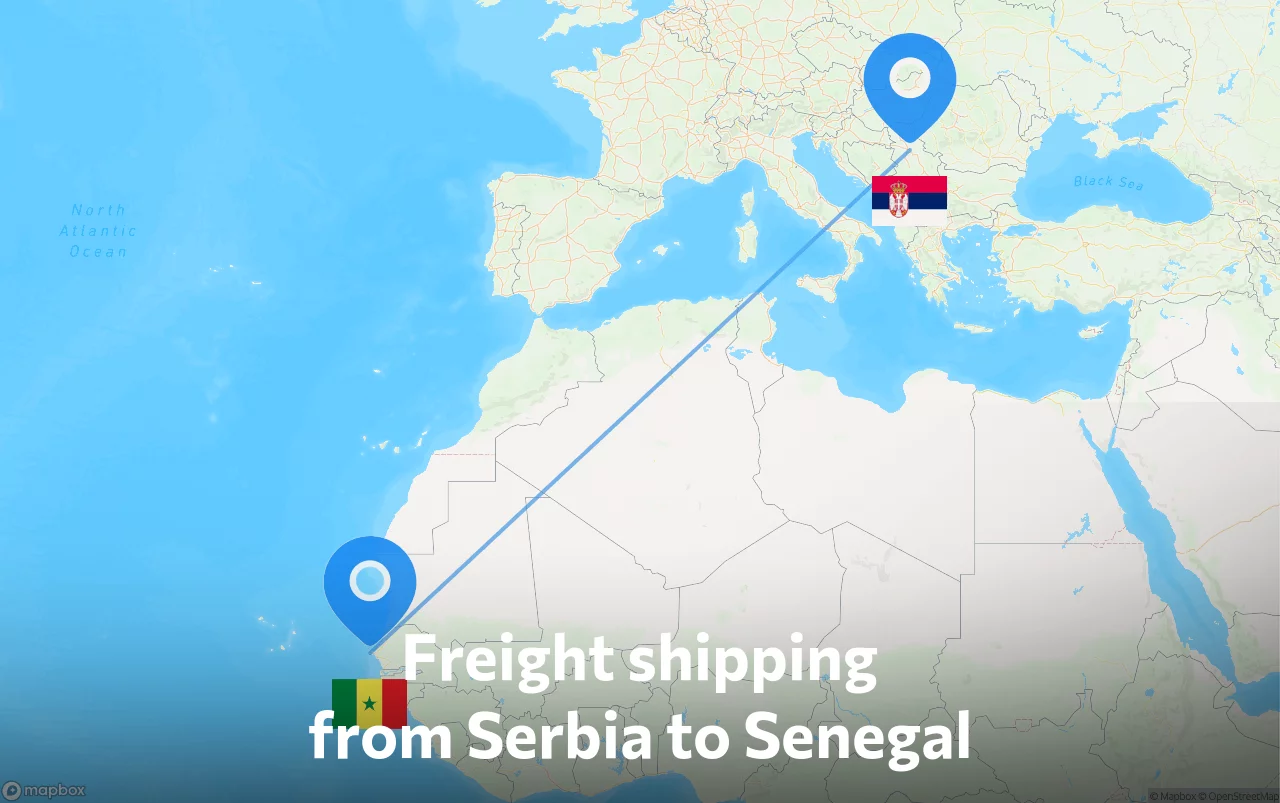 Shipping route from Serbia to Senegal