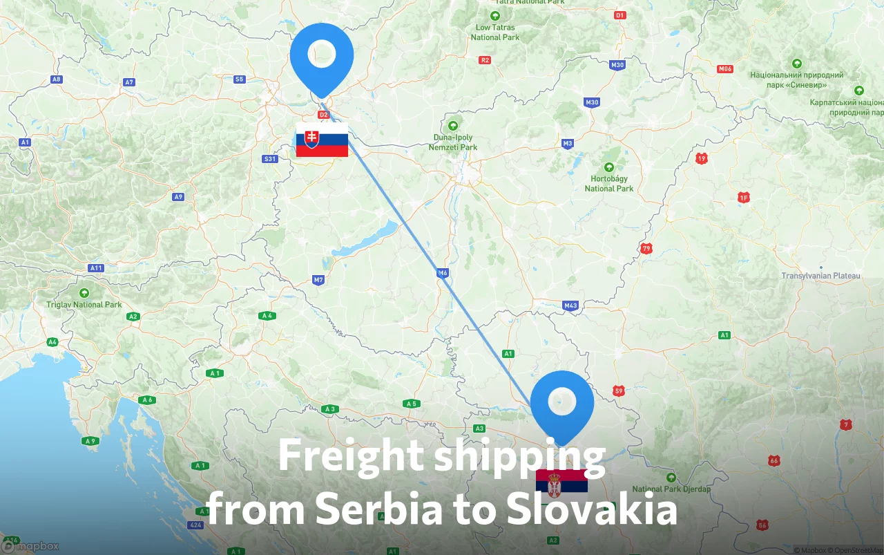 Shipping route from Serbia to Slovakia