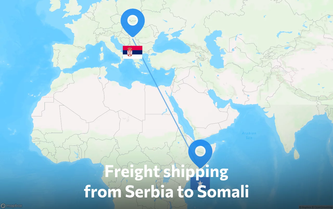 Shipping route from Serbia to Somali