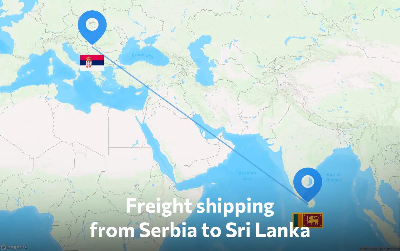 Shipping route from Serbia to Sri Lanka