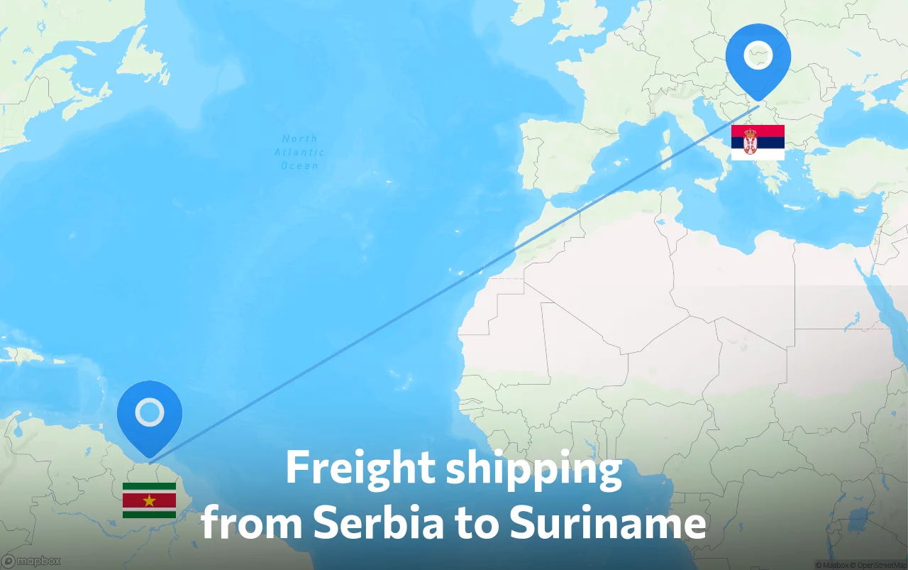 Shipping route from Serbia to Suriname