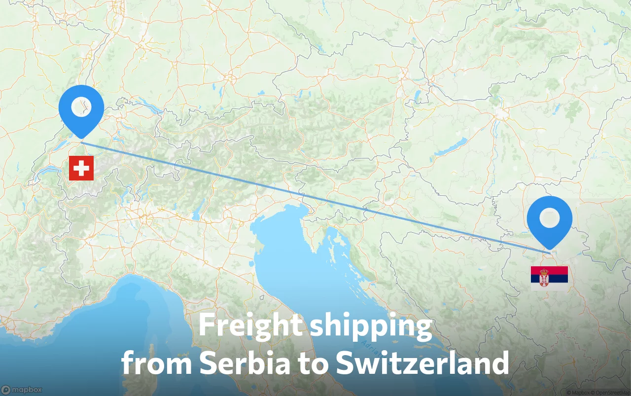 Shipping route from Serbia to Switzerland