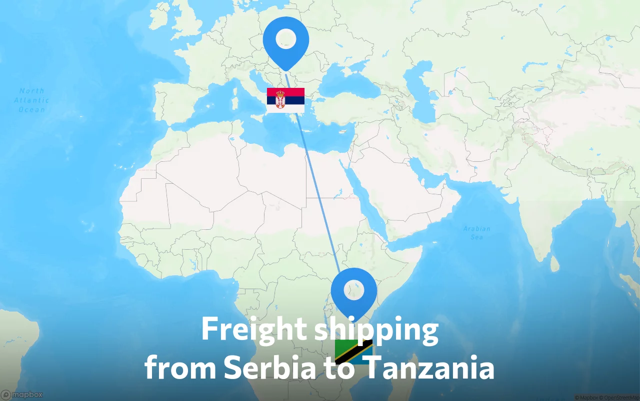Shipping route from Serbia to Tanzania