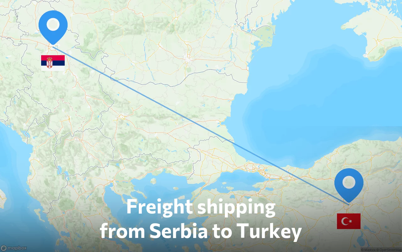 Shipping route from Serbia to Turkey