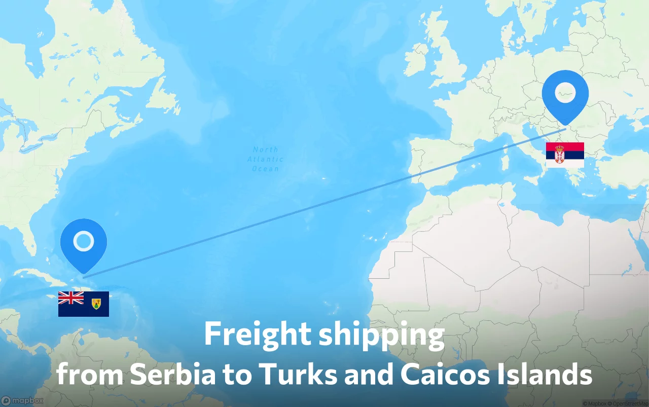 Shipping route from Serbia to Turks and Caicos Islands