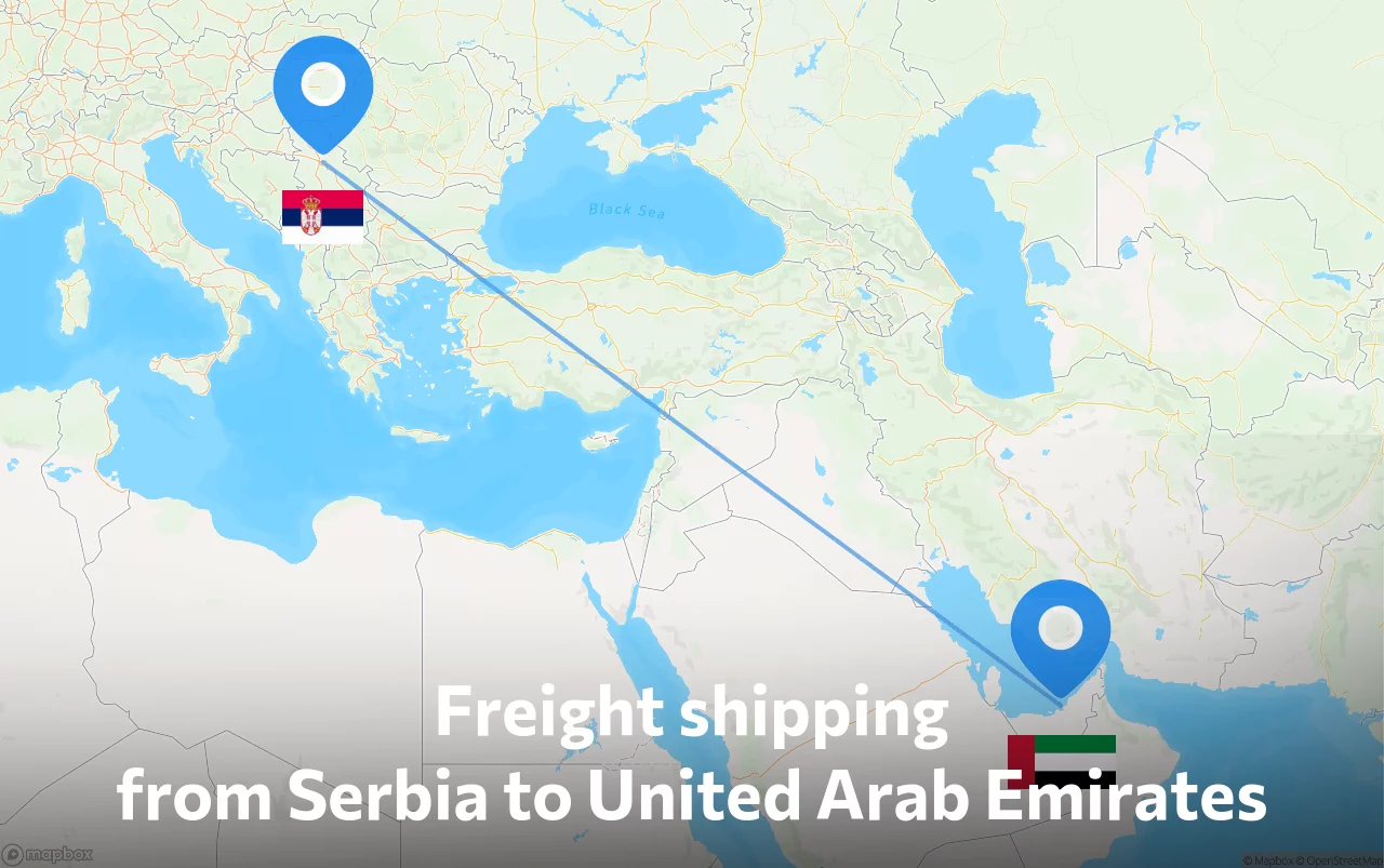 Shipping route from Serbia to United Arab Emirates