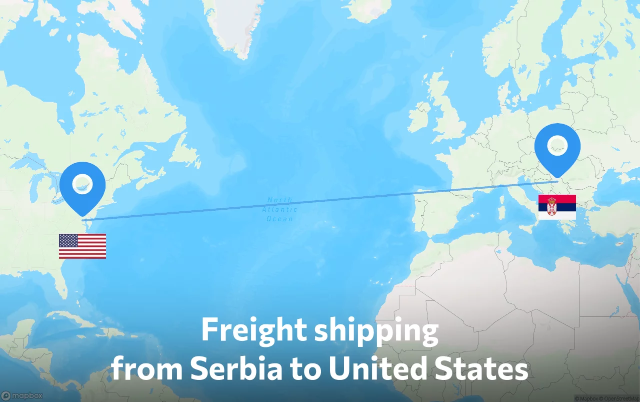 Shipping route from Serbia to United States