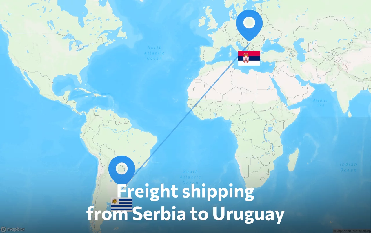 Shipping route from Serbia to Uruguay
