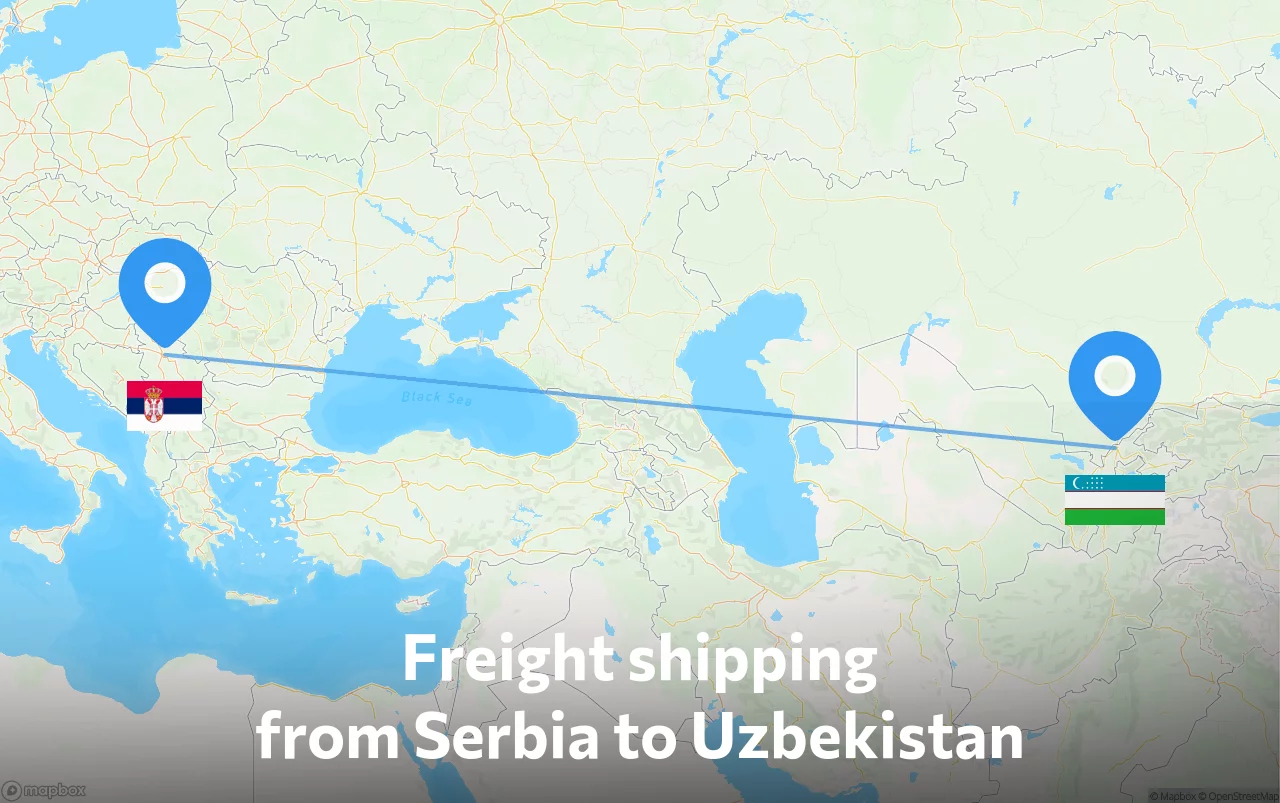 Shipping route from Serbia to Uzbekistan