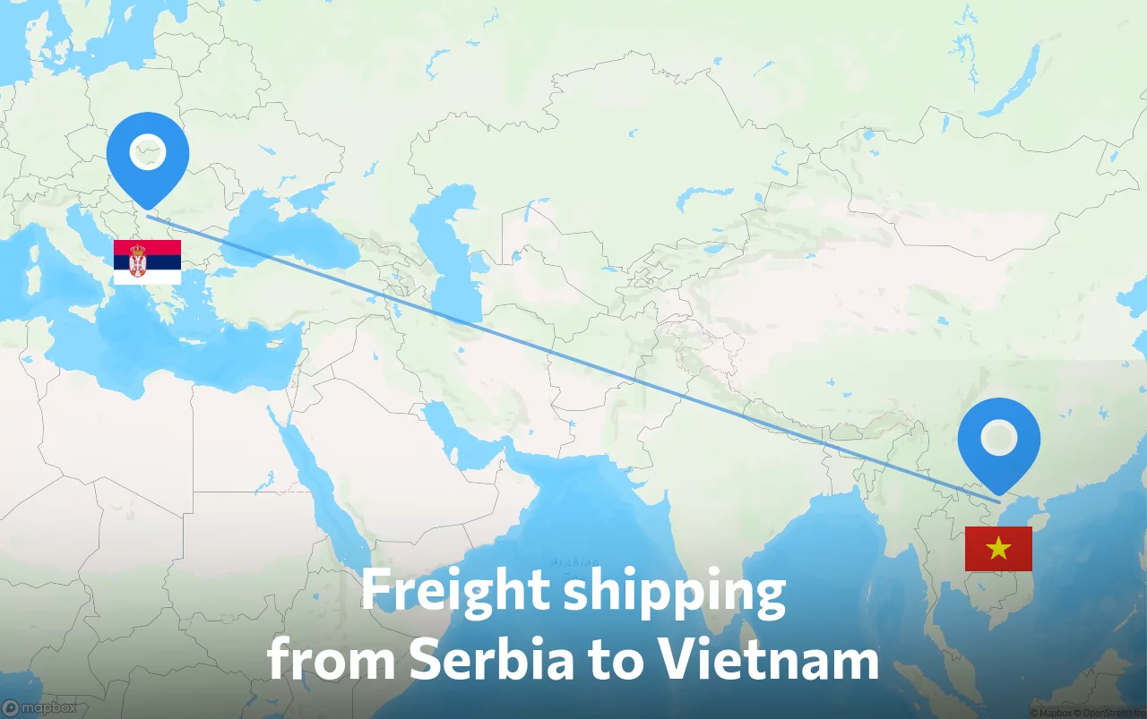Shipping route from Serbia to Vietnam
