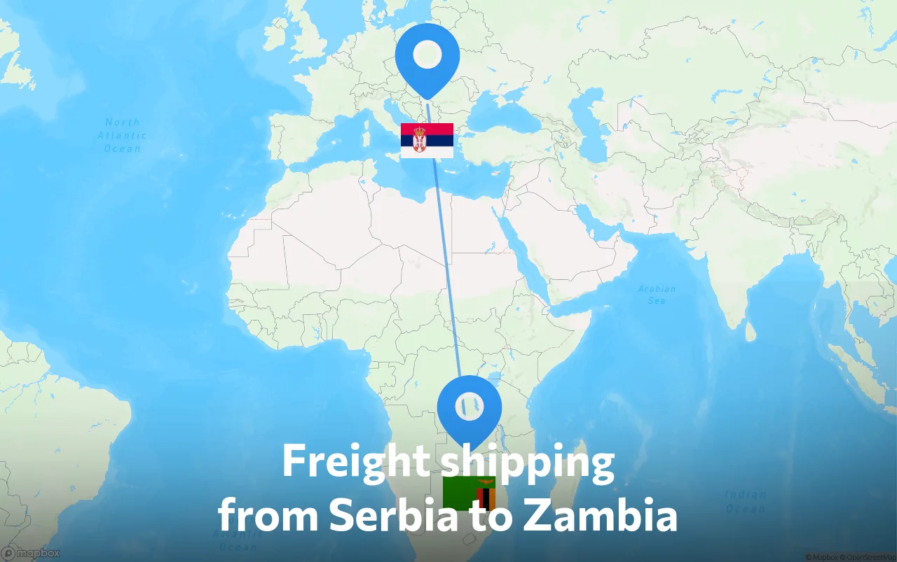 Shipping route from Serbia to Zambia