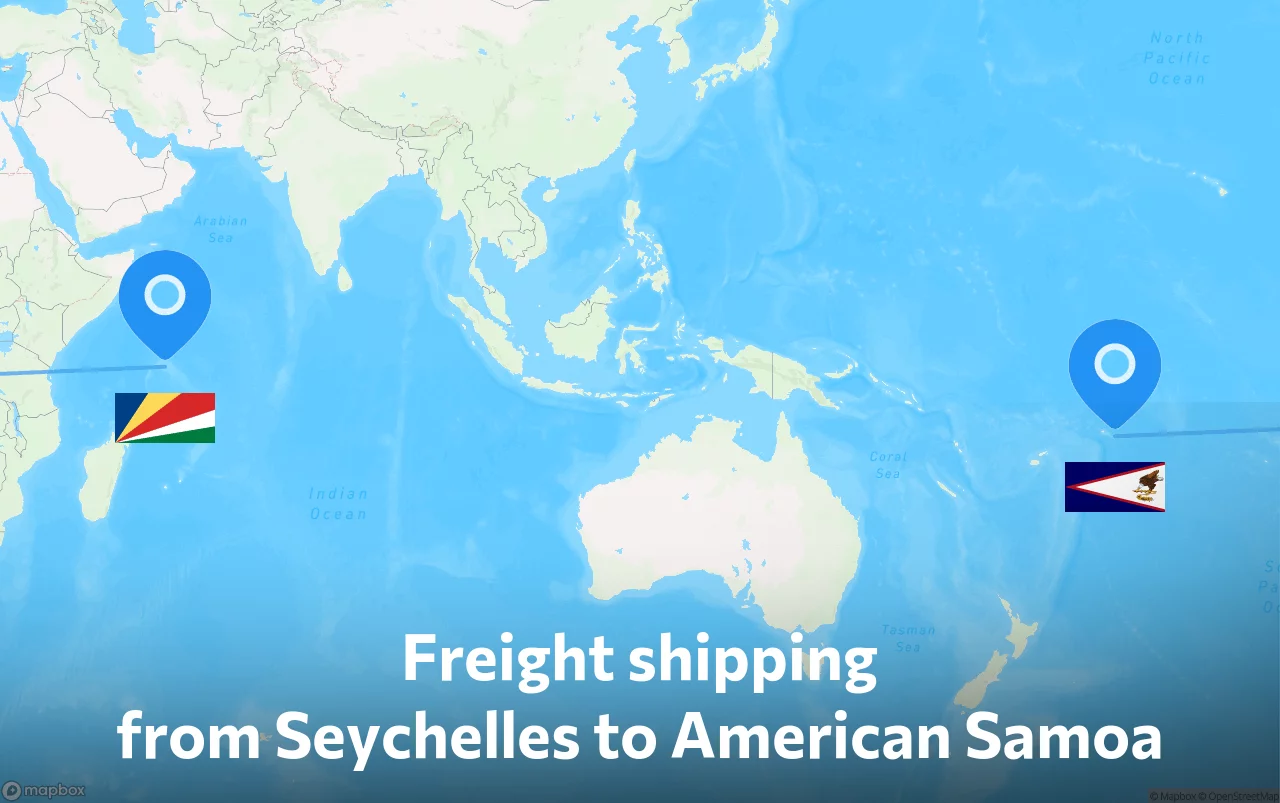 Shipping route from Seychelles to American Samoa