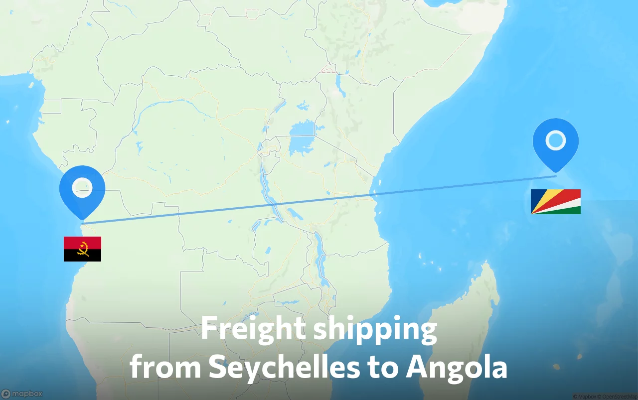Shipping route from Seychelles to Angola