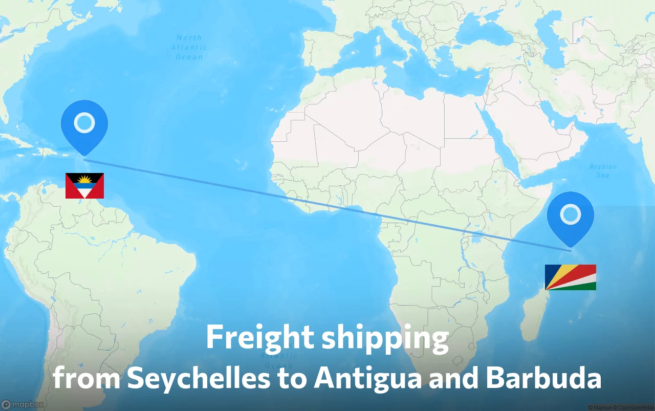 Shipping route from Seychelles to Antigua and Barbuda