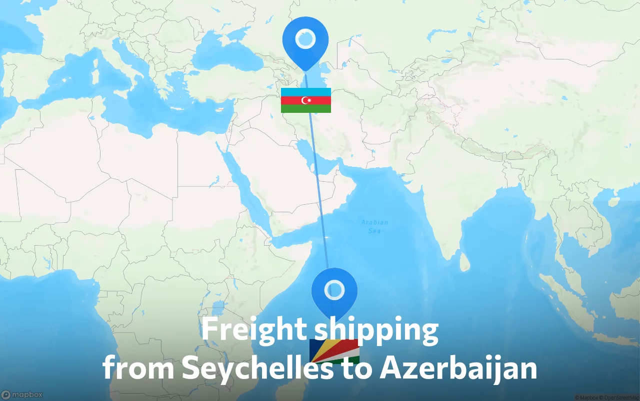 Shipping route from Seychelles to Azerbaijan