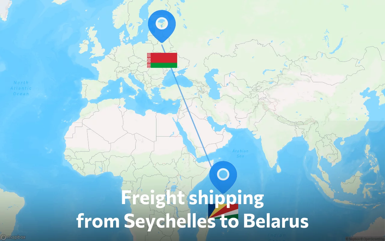 Shipping route from Seychelles to Belarus