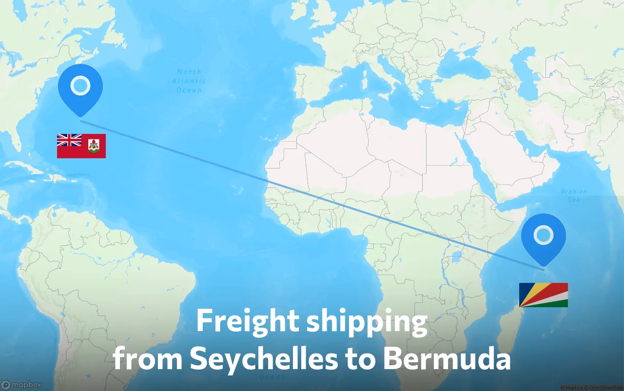 Shipping route from Seychelles to Bermuda