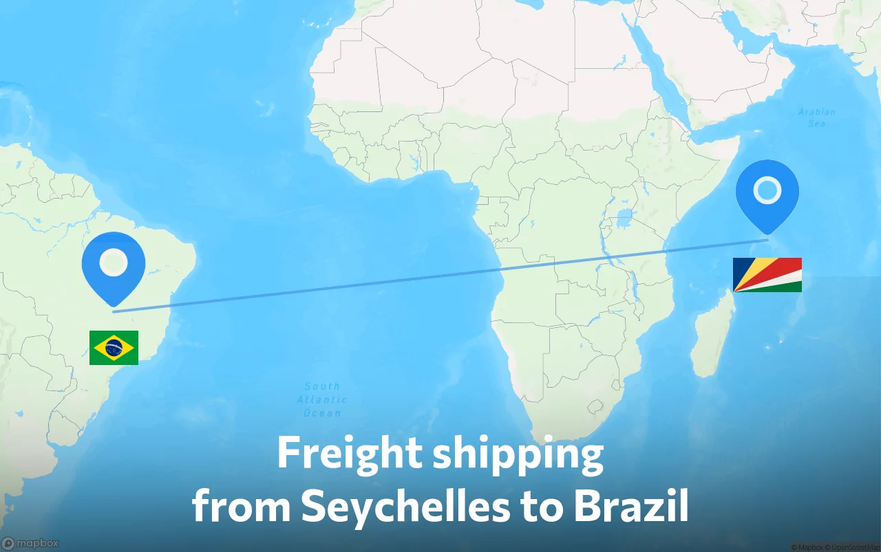Shipping route from Seychelles to Brazil