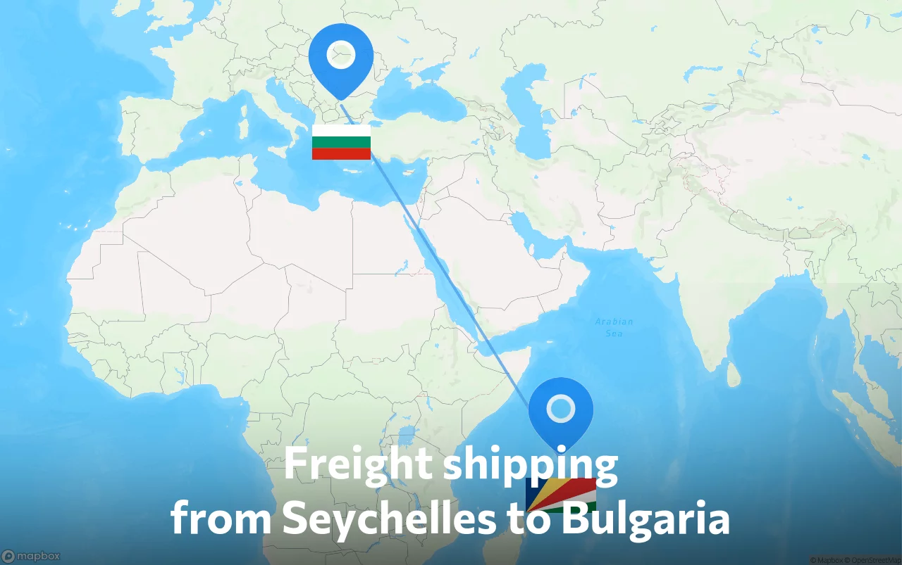 Shipping route from Seychelles to Bulgaria