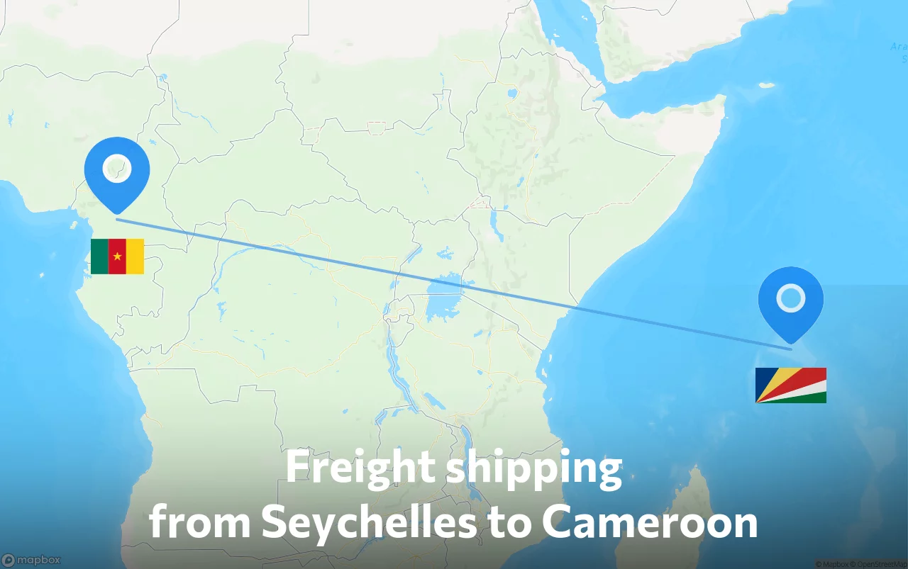 Shipping route from Seychelles to Cameroon