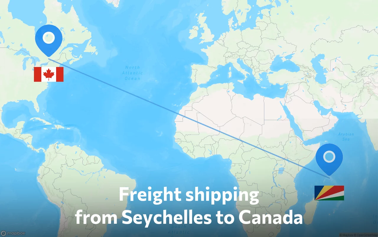 Shipping route from Seychelles to Canada