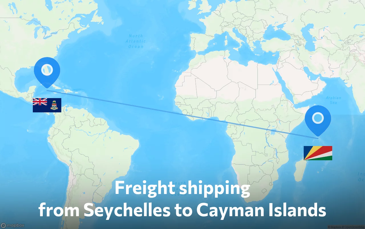Shipping route from Seychelles to Cayman Islands