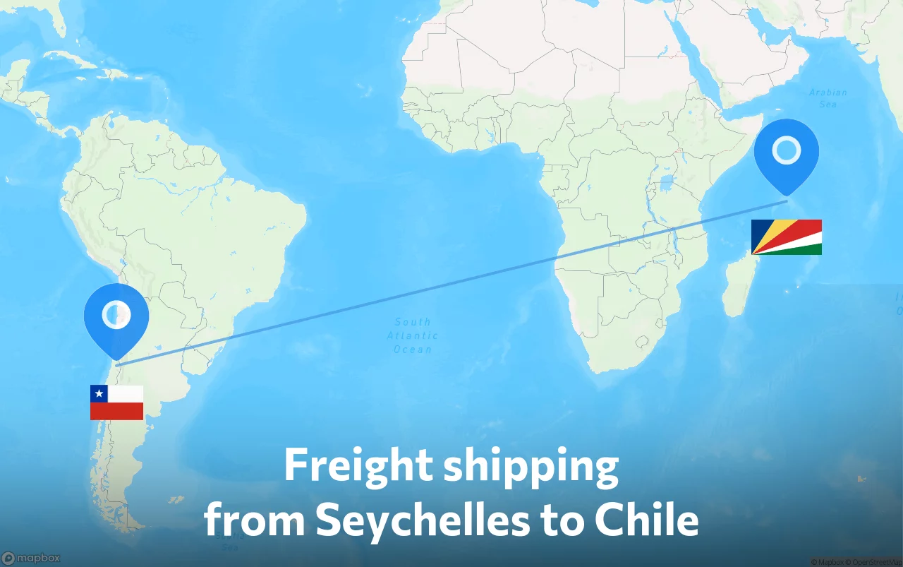 Shipping route from Seychelles to Chile