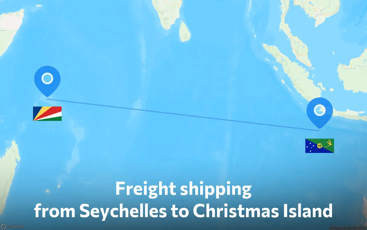 Shipping route from Seychelles to Christmas Island