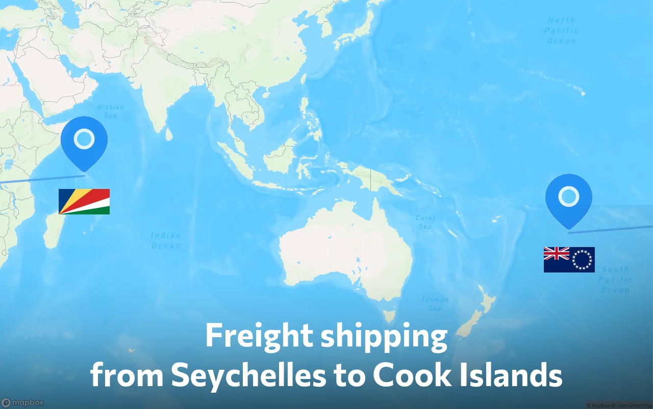 Shipping route from Seychelles to Cook Islands