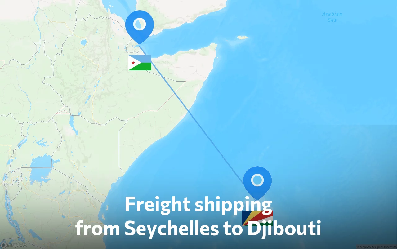 Shipping route from Seychelles to Djibouti