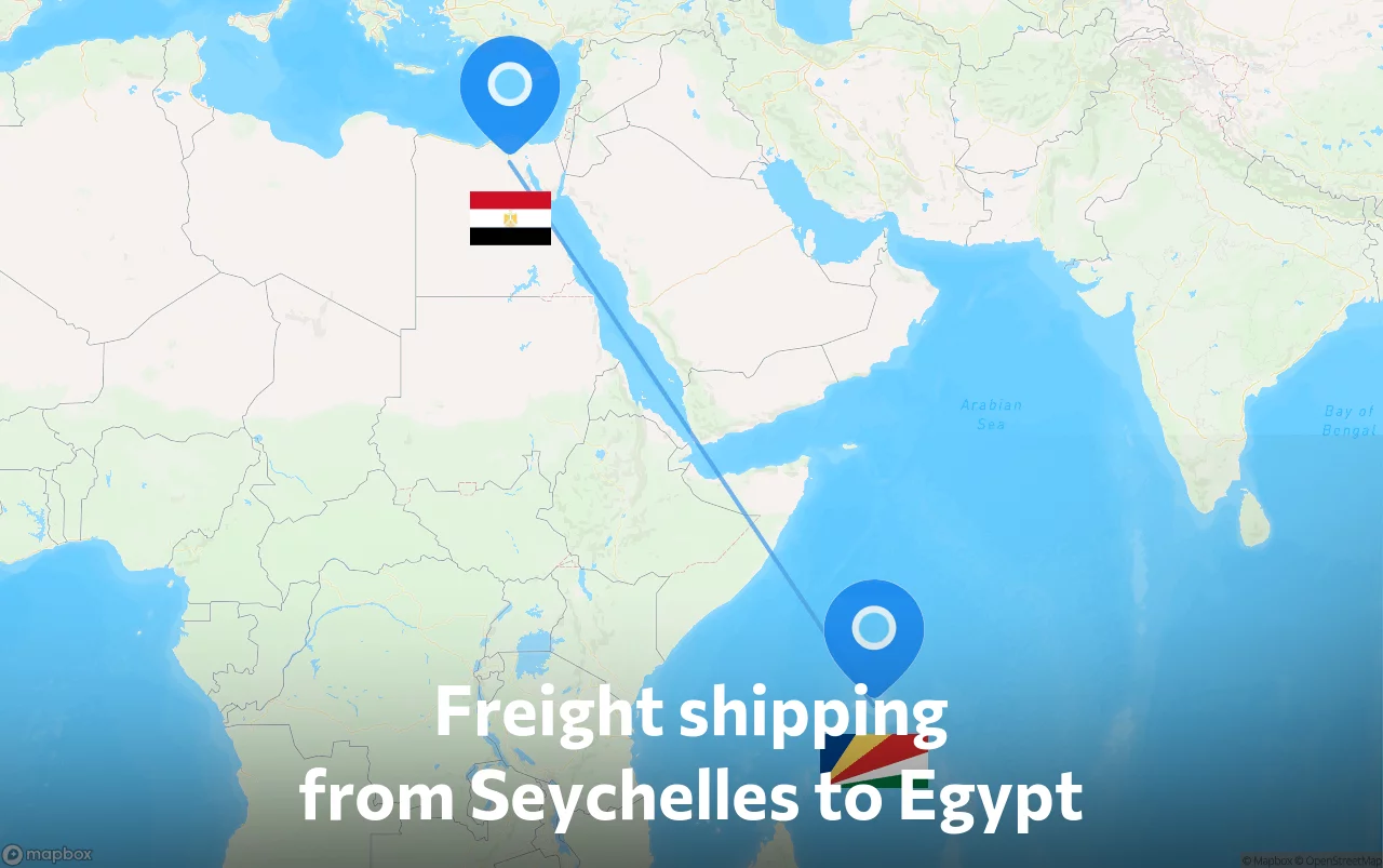 Shipping route from Seychelles to Egypt