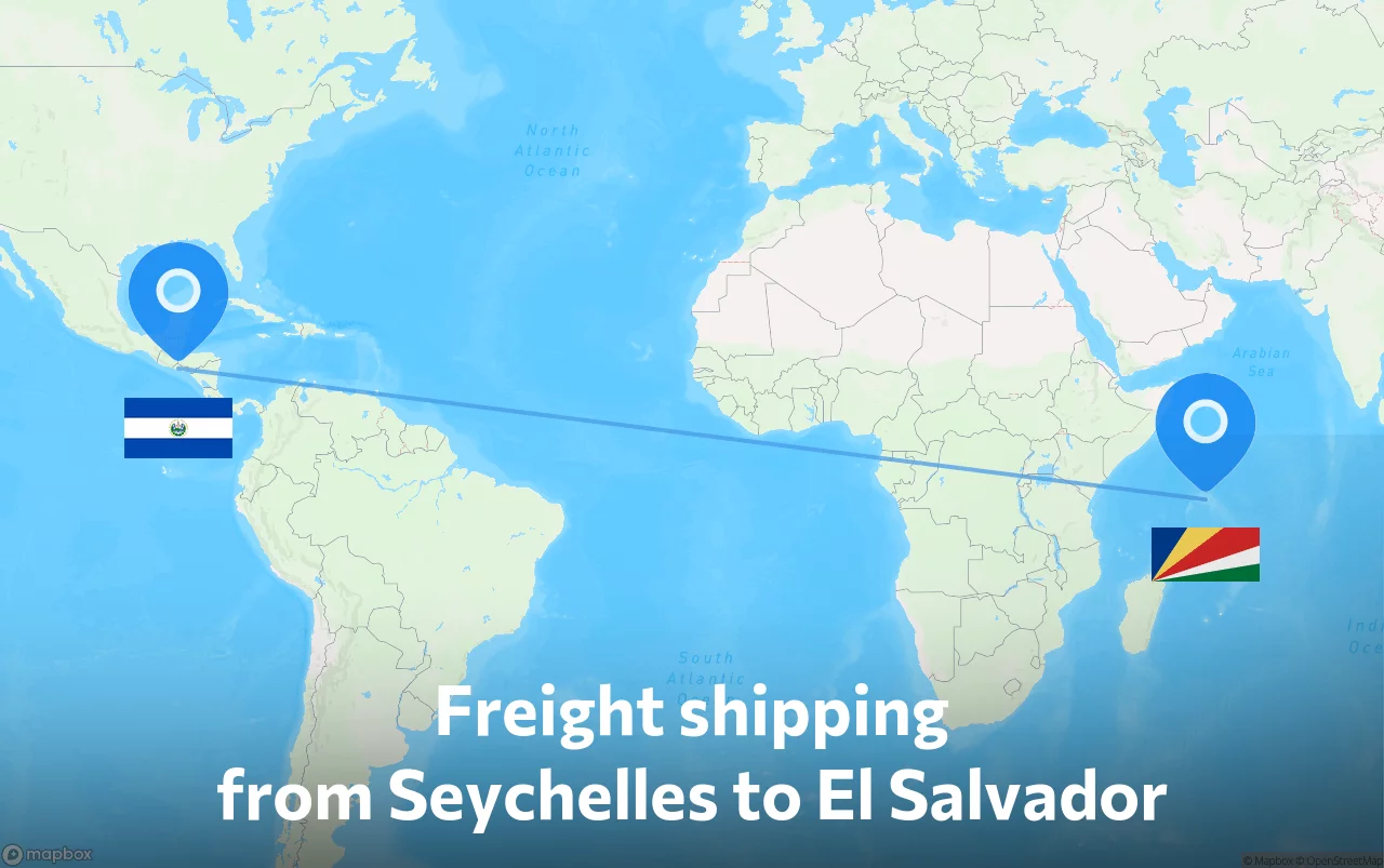 Shipping route from Seychelles to El Salvador