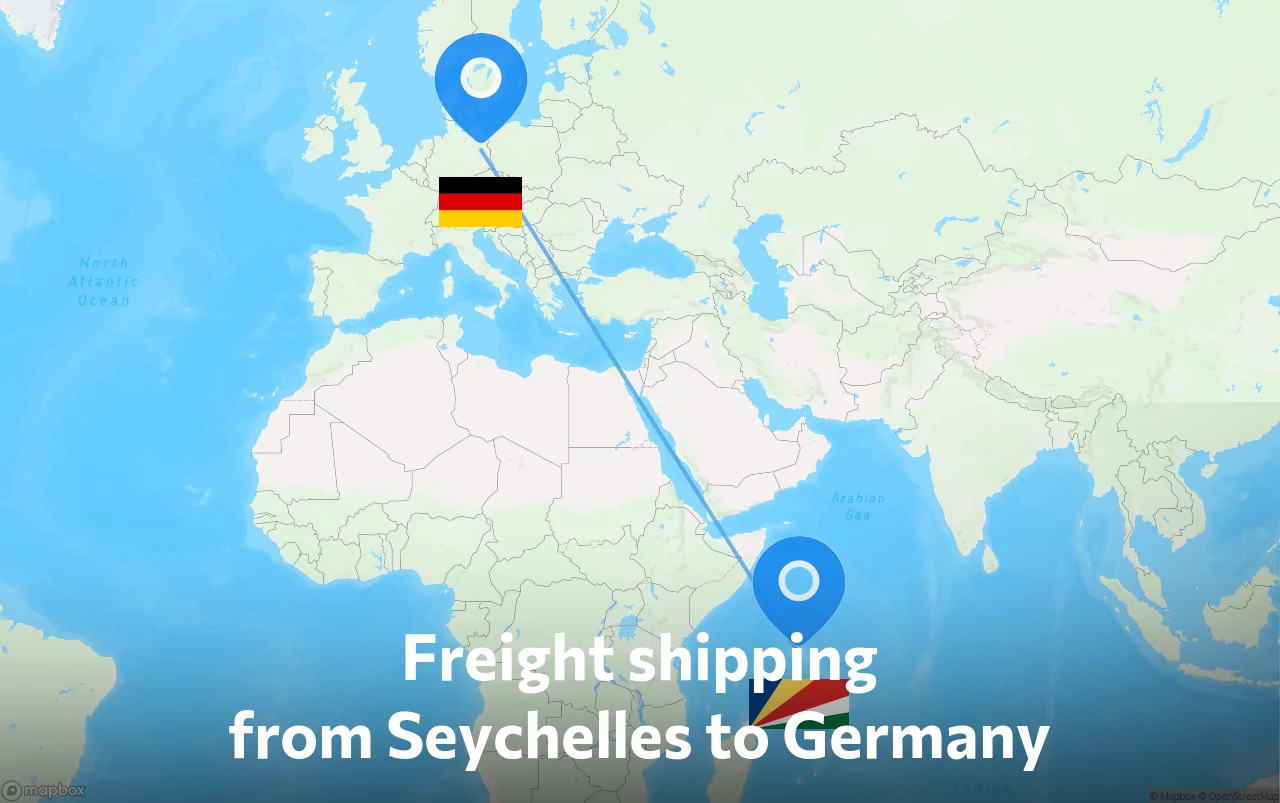 Shipping route from Seychelles to Germany