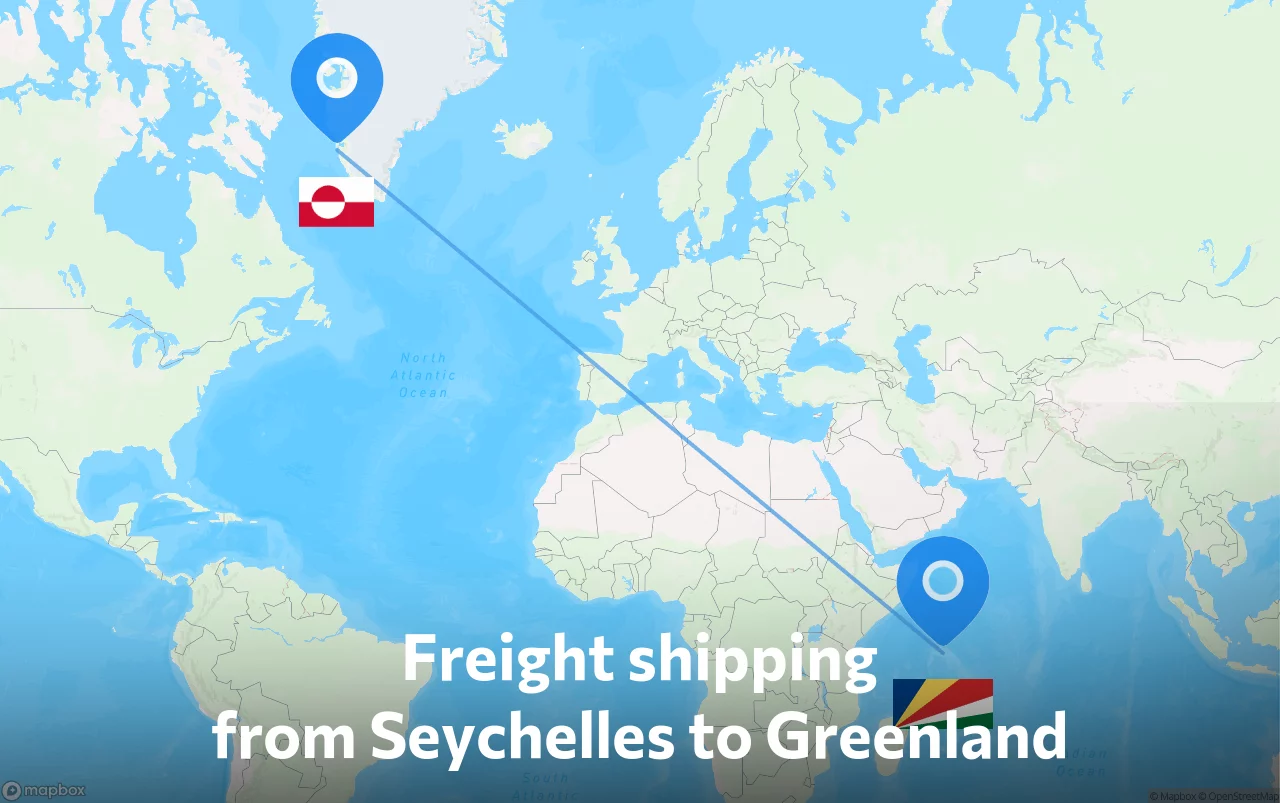 Shipping route from Seychelles to Greenland