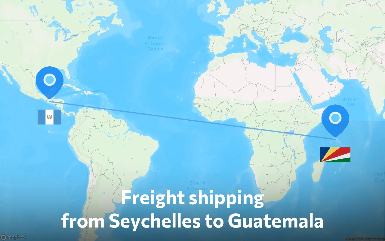Shipping route from Seychelles to Guatemala