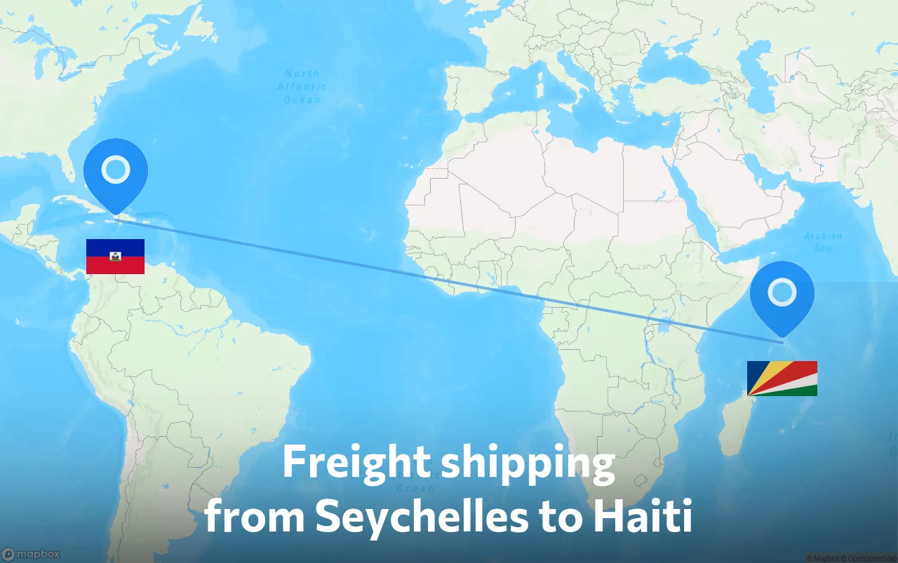 Shipping route from Seychelles to Haiti