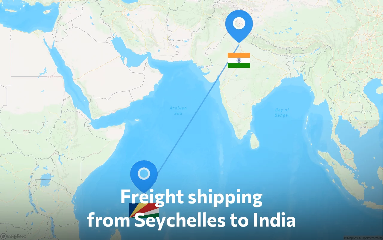 Shipping route from Seychelles to India