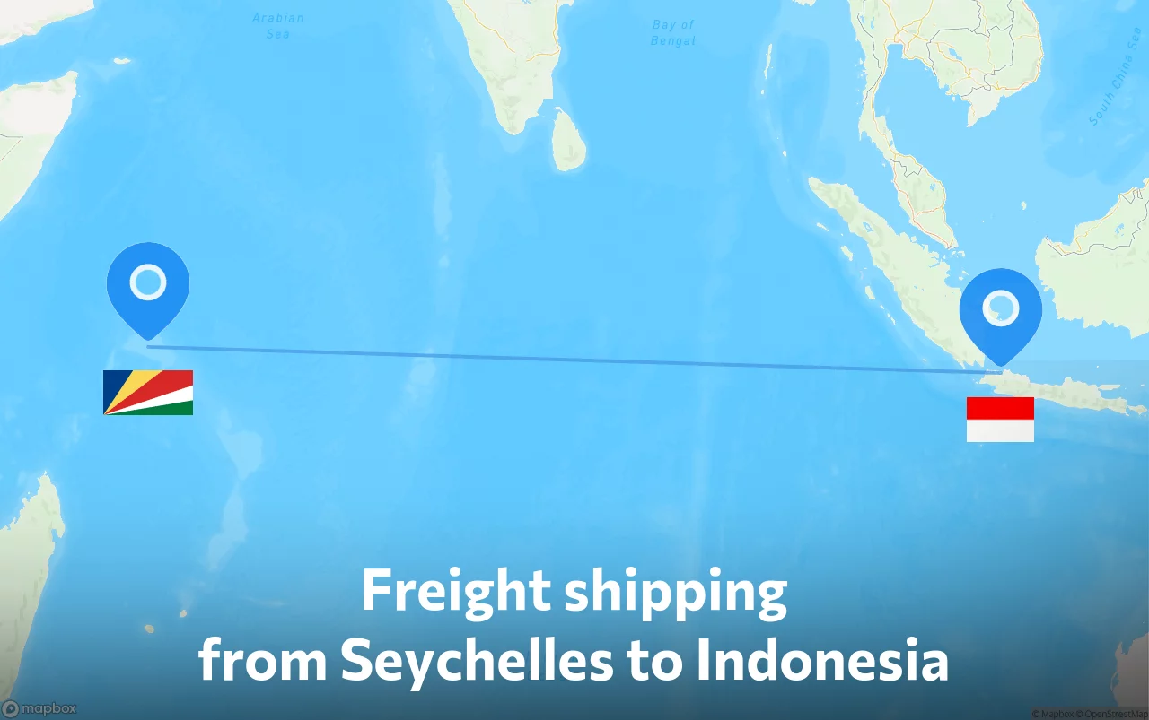 Shipping route from Seychelles to Indonesia