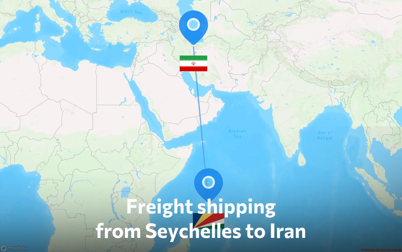Shipping route from Seychelles to Iran